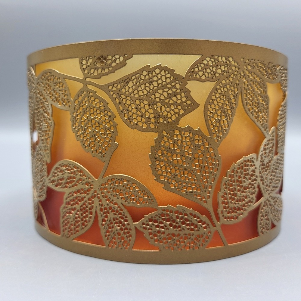 Yankee Candle Amber Leaves Barrel Shade ONLY Large Jar Candle Topper